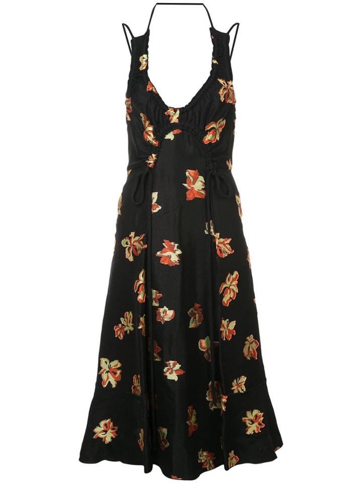 Proenza Schouler Floral Jacquard Tie Detail Dress - Black