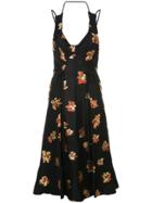 Proenza Schouler Floral Jacquard Tie Detail Dress - Black