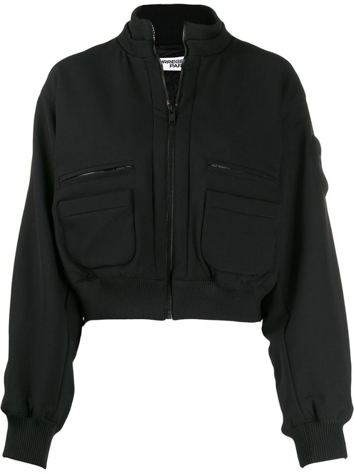 Courrèges Cropped Bomber Jacket - Black