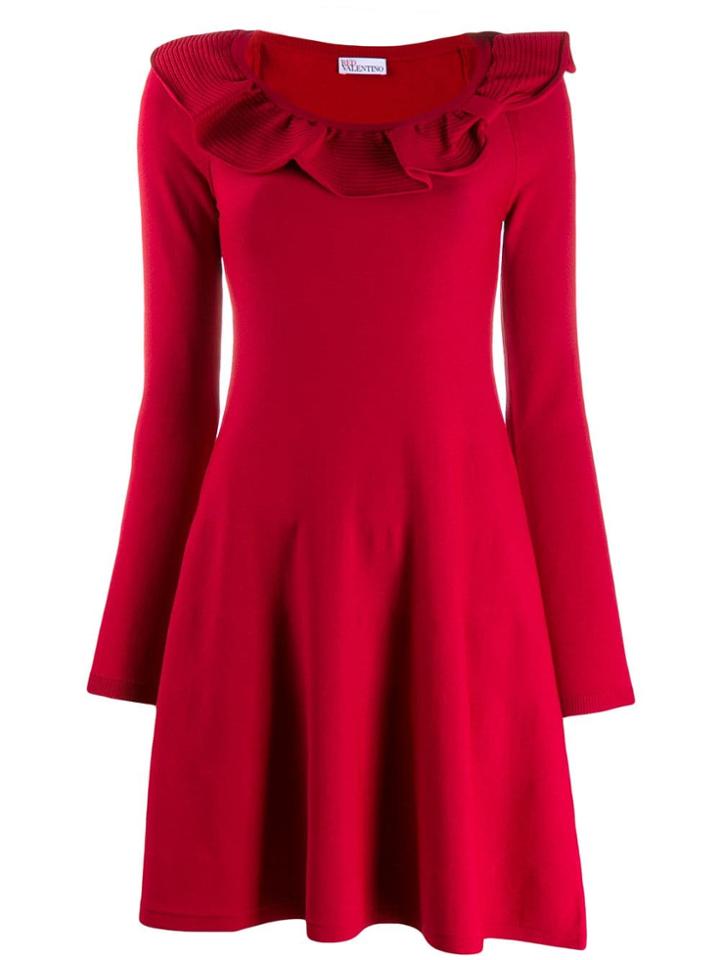 Red Valentino Ruffled Knitted Short Dress
