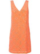 Trina Turk - V-neck Shift Dress - Women - Silk/polyester - 4, Yellow/orange, Silk/polyester