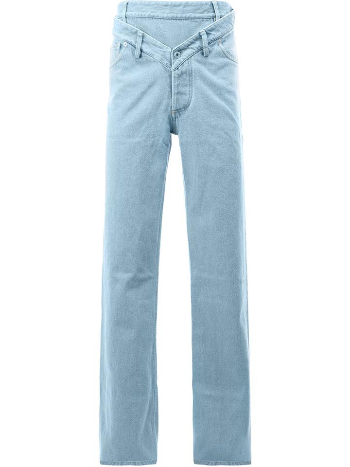 Y / Project Double-waistband Loose-fit Jeans, Men's, Size: Small, Blue, Cotton
