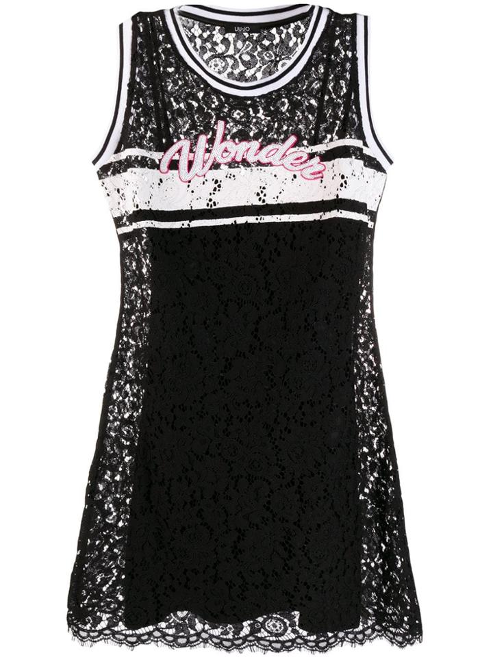 Liu Jo Small Jersey Dress With Lace - Black