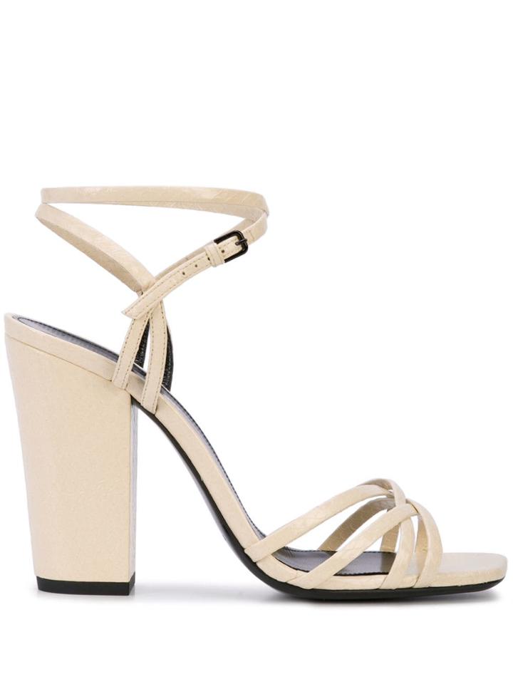 Saint Laurent Crisscross Strap Sandals - Neutrals