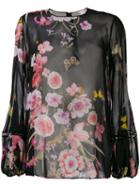 Giambattista Valli Floral Print Blouse, Women's, Size: 42, Black, Silk