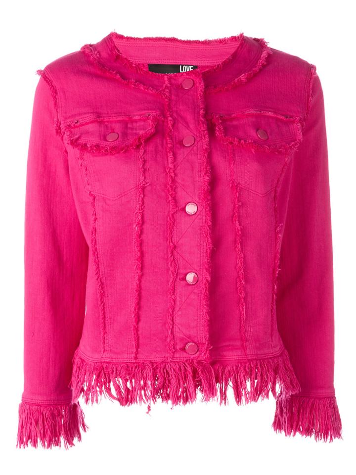 Love Moschino Frayed Denim Jacket - Pink & Purple