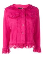 Love Moschino Frayed Denim Jacket - Pink & Purple