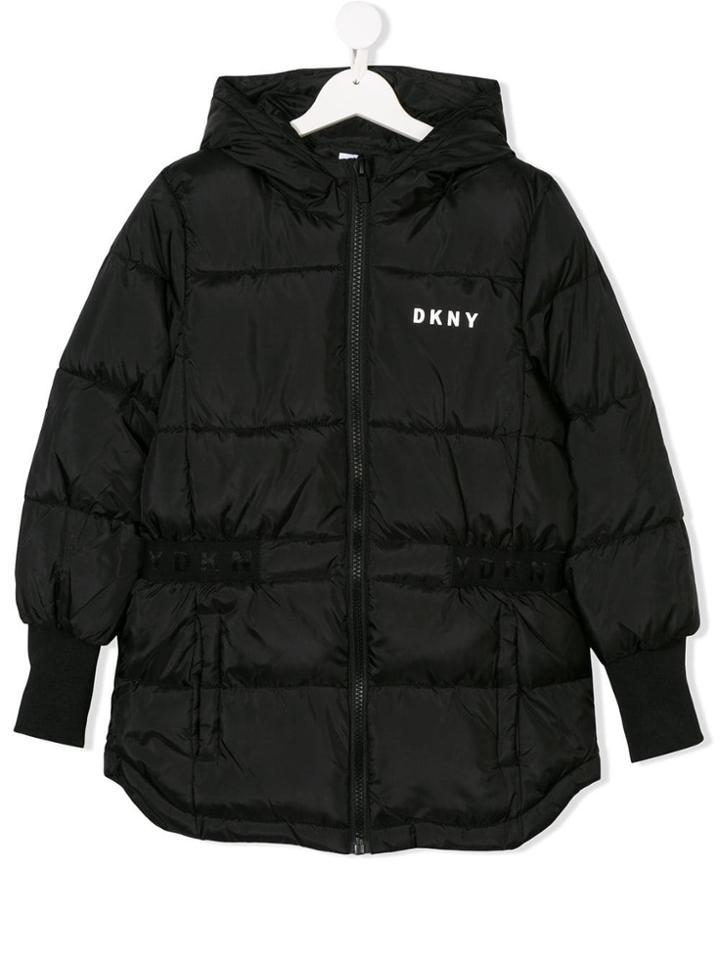 Dkny Kids Teen Logo Print Padded Coat - Black