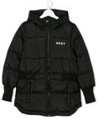 Dkny Kids Teen Logo Print Padded Coat - Black