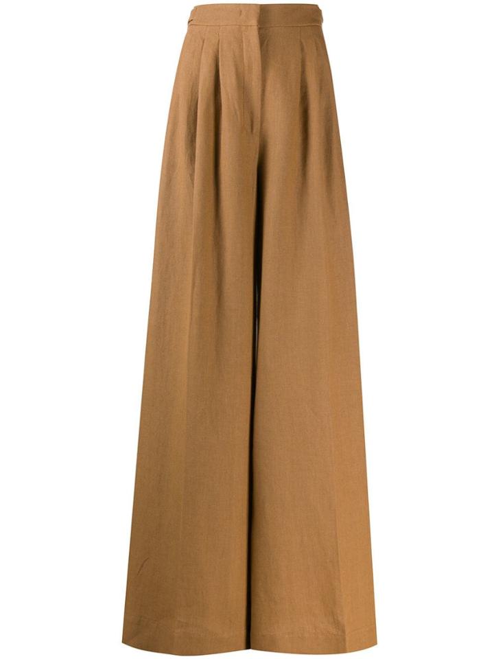 Alberta Ferretti High Waisted Flared Trousers - Brown