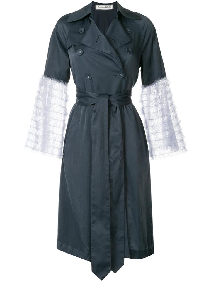 Tu Es Mon Trésor Tulle Frill Cuff Trench Gown - Blue