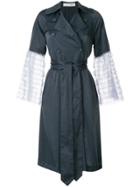 Tu Es Mon Trésor Tulle Frill Cuff Trench Gown - Blue