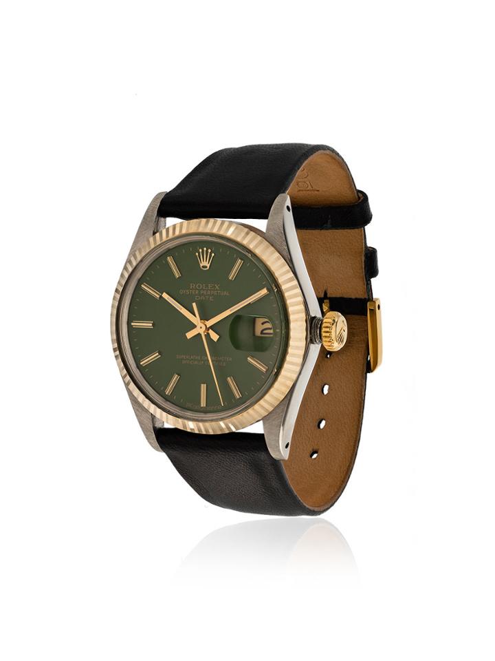 La Californienne Gilt Green Rolex Oyster Perpetual Datejust Leather