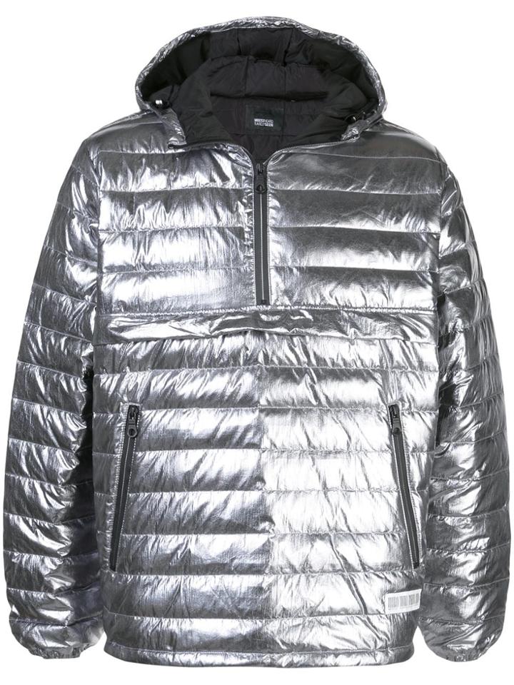 Mostly Heard Rarely Seen Quarter Zip Puffer Jacket - Silver