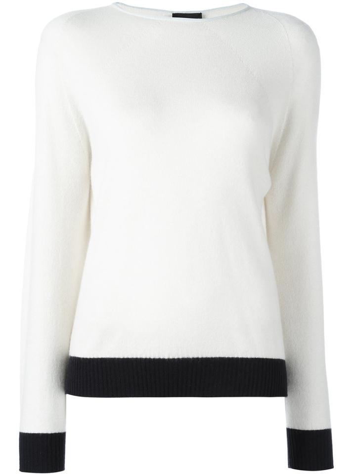 Giorgio Armani Contrast Trim Jumper, Women's, Size: 42, Nude/neutrals, Cashmere