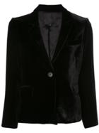Nili Lotan Cropped Sleeves Velvet Blazer - Black