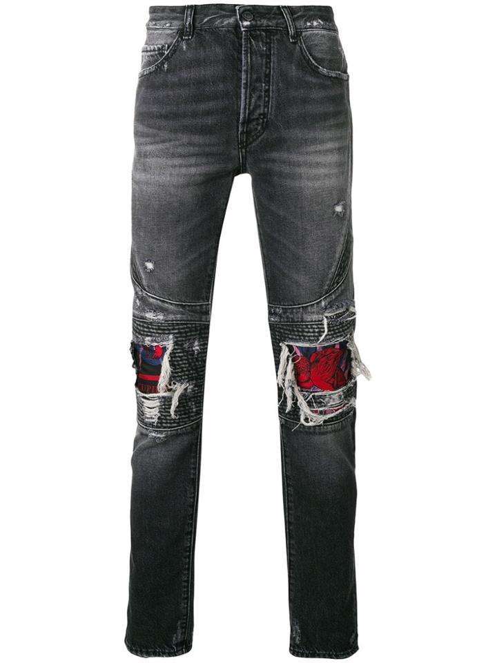Marcelo Burlon County Of Milan Skull Biker Jeans - Black