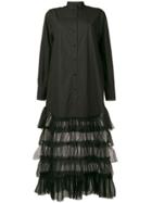 Valentino Tulle Skirt Shirt Dress - Black