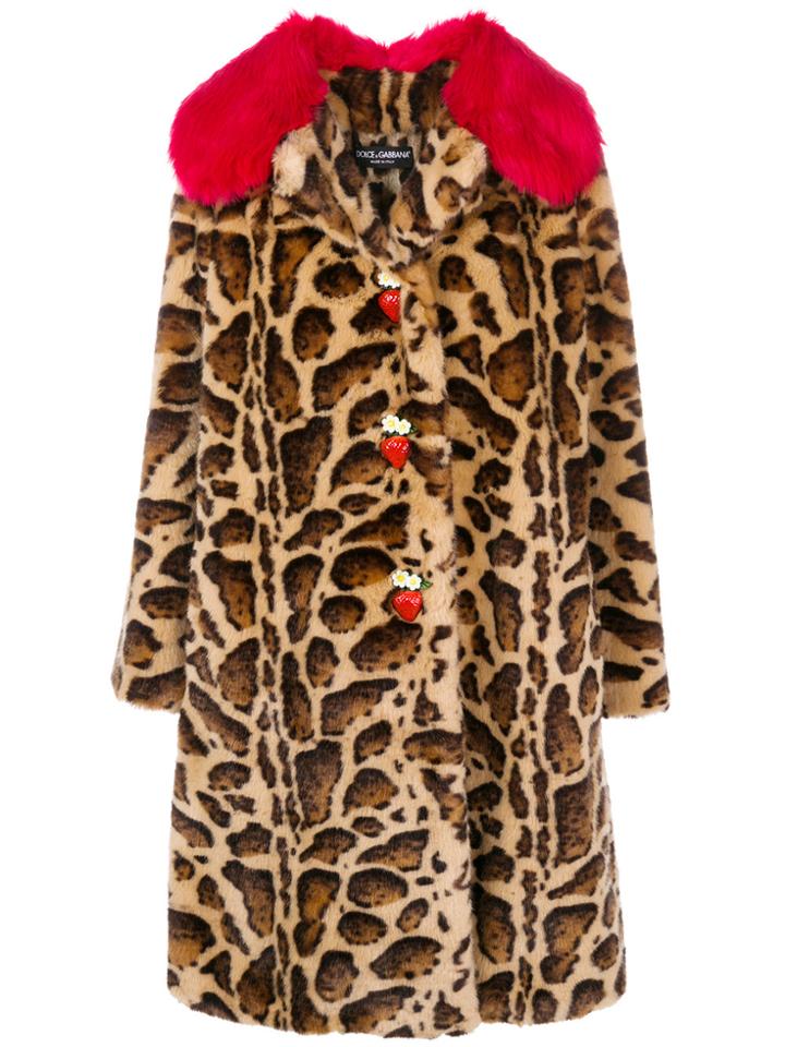 Dolce & Gabbana Leopard Print Coat - Brown