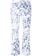 Incotex Allover Print Cropped Trousers, Women's, Size: 40, White, Cotton/spandex/elastane