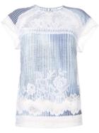 Ermanno Scervino Scalloped Lace Striped T-shirt - Blue
