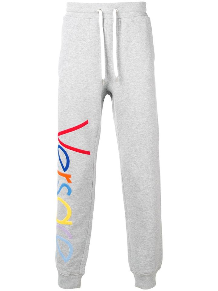 Versace Embroidered Logo Joggers - Grey