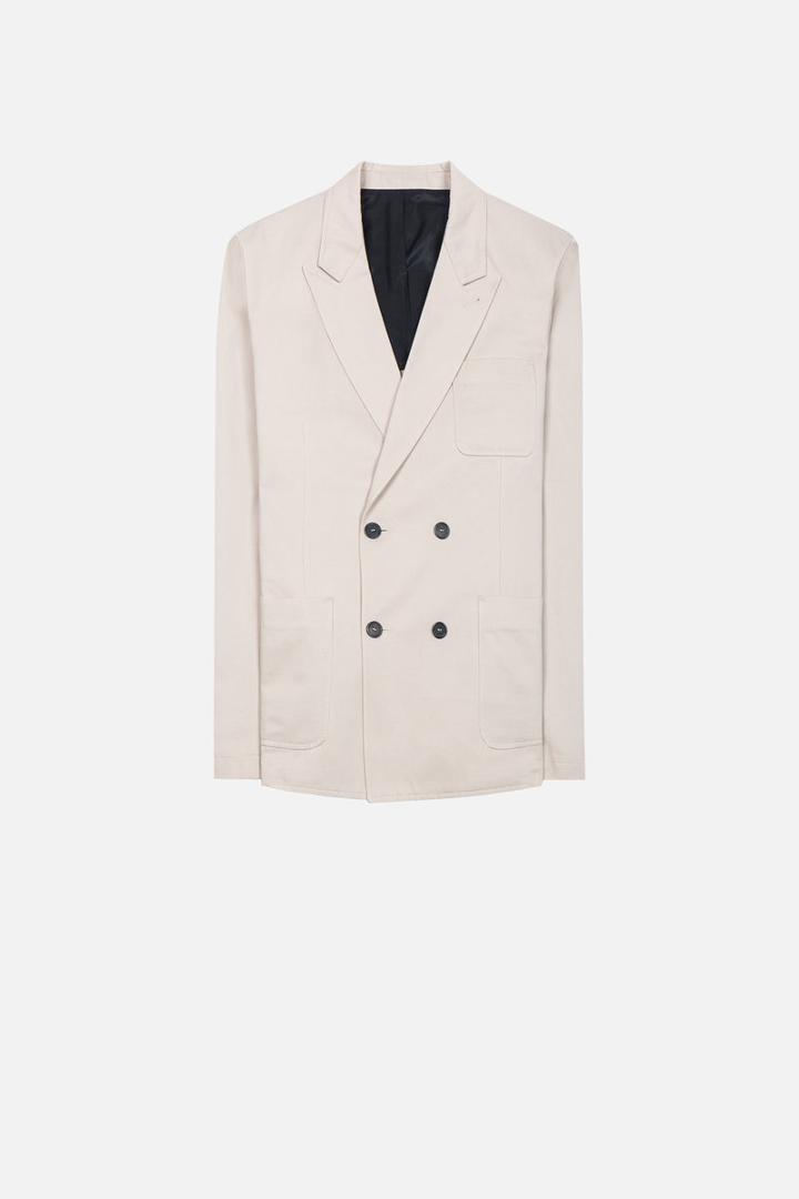 Ami Alexandre Mattiussi Double Breasted Jacket, Men's, Size: 54, Nude/neutrals, Cotton/linen/flax/acetate