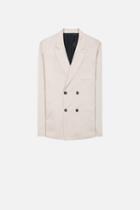 Ami Alexandre Mattiussi Double Breasted Jacket, Men's, Size: 54, Nude/neutrals, Cotton/linen/flax/acetate