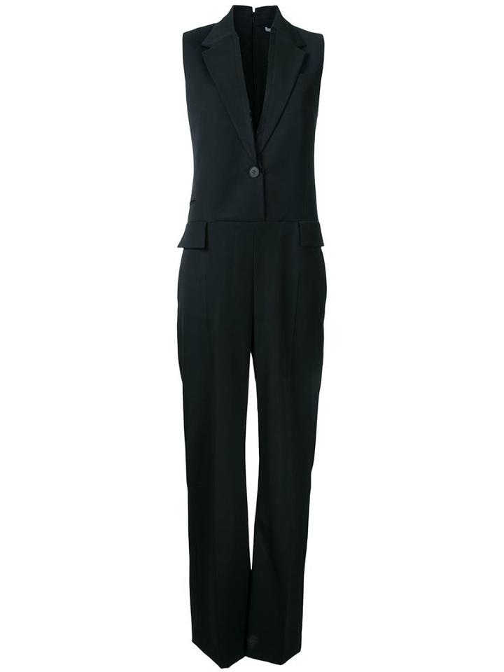 Stella Mccartney Frayed Sleeveless Blazer Jumpsuit, Women's, Size: 42, Black, Wool
