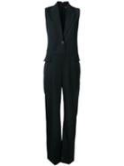 Stella Mccartney Frayed Sleeveless Blazer Jumpsuit, Women's, Size: 42, Black, Wool