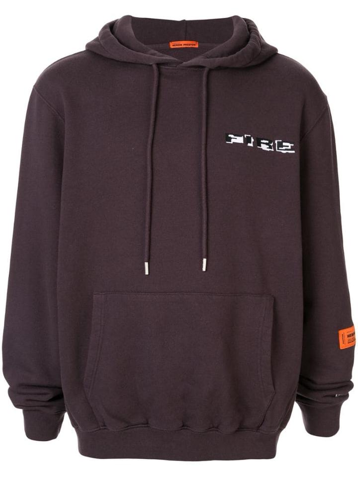 Heron Preston Slogan Drawstring Hoodie - Black