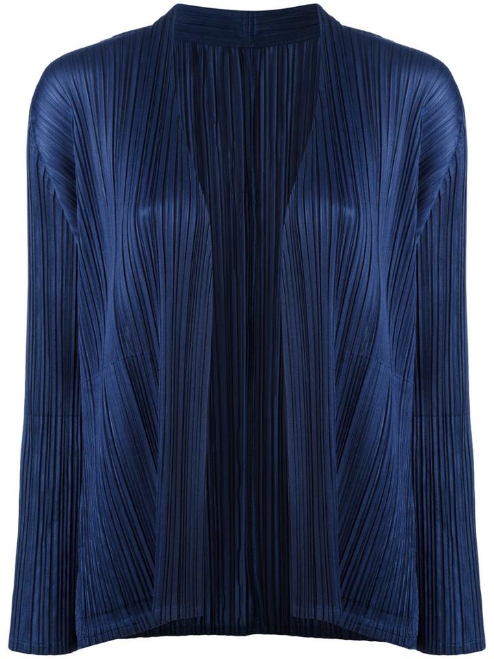 Pleats Please By Issey Miyake Pleated Cardigan, Women's, Size: 4, Blue, Polyester