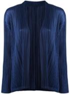 Pleats Please By Issey Miyake Pleated Cardigan, Women's, Size: 4, Blue, Polyester