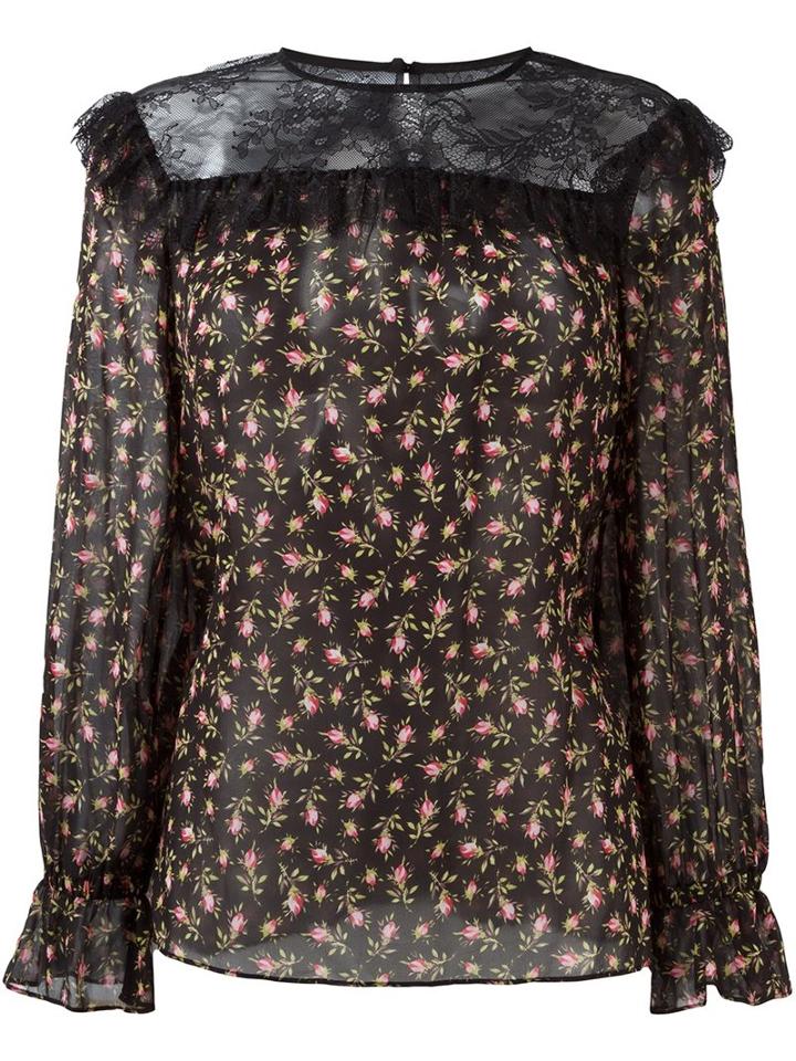 Philosophy Di Lorenzo Serafini Floral Print Blouse, Women's, Size: 40, Black, Silk/nylon