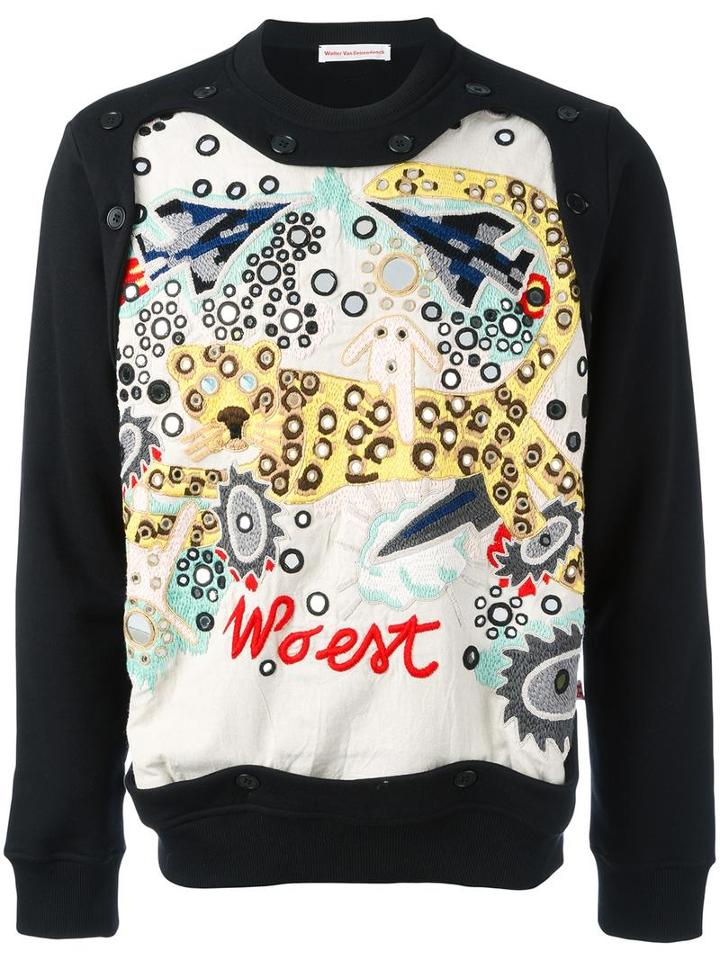 Walter Van Beirendonck Multiple Embroidery Sweatshirt, Men's, Size: Xl, Black, Cotton