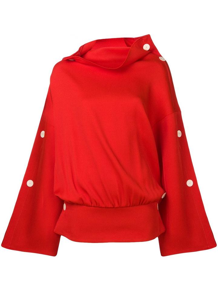 A.w.a.k.e. Oversized Button Sleeve Top - Red