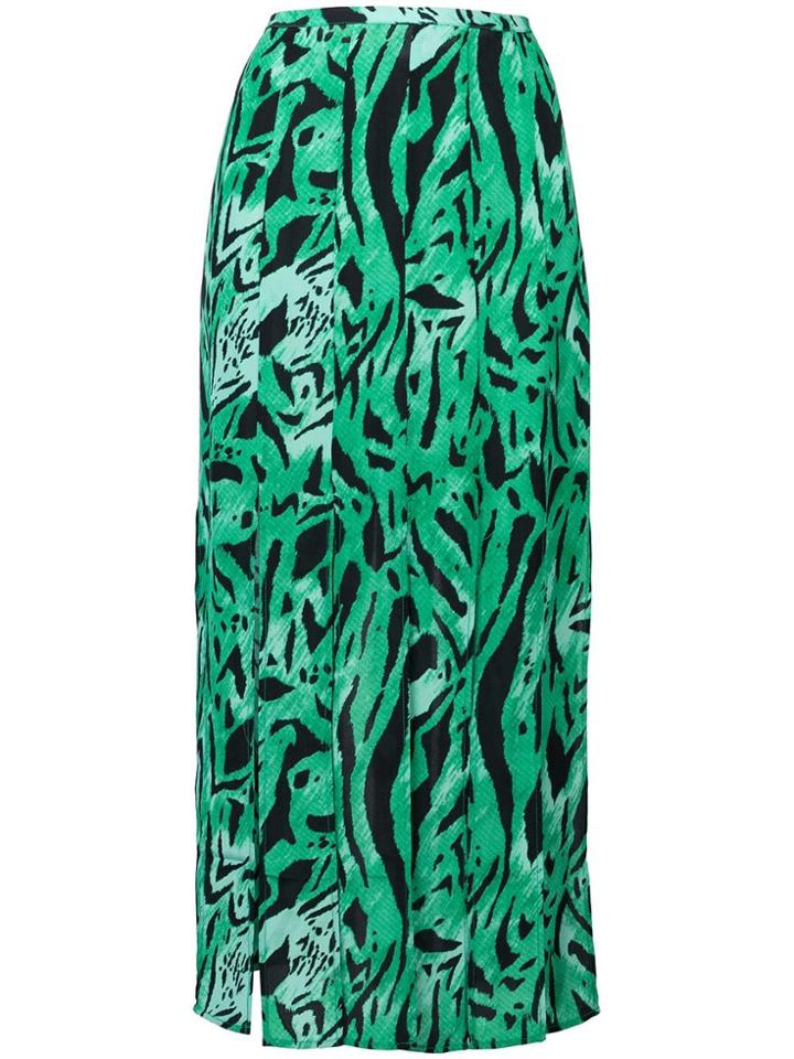 Rixo London Tiger Print Midi Skirt - Green