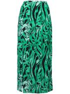 Rixo London Tiger Print Midi Skirt - Green