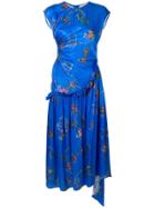 Preen By Thornton Bregazzi Floral Print Pleated Dress - Blue