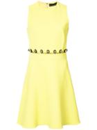 David Koma - Embellished-waist Dress - Women - Spandex/elastane/acetate/viscose - 12, Yellow/orange, Spandex/elastane/acetate/viscose