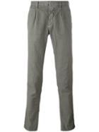 Incotex Pleat Detail Tapered Trousers, Men's, Size: 30, Green, Cotton/linen/flax