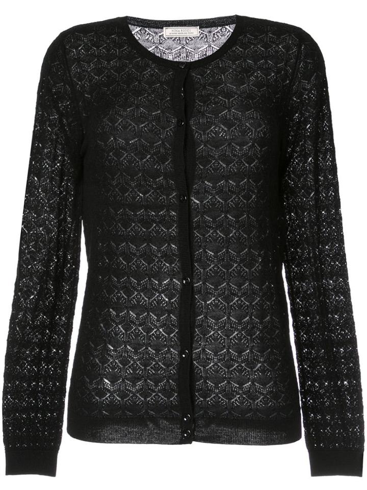 Nina Ricci Patterned Cardigan - Black