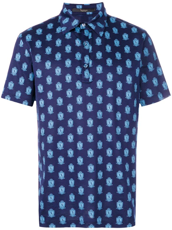 Billionaire Logo Pattern Polo Shirt - Blue