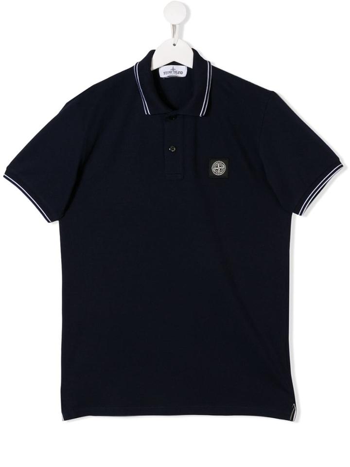 Stone Island Junior Teen Small Patch Polo Shirt - Blue