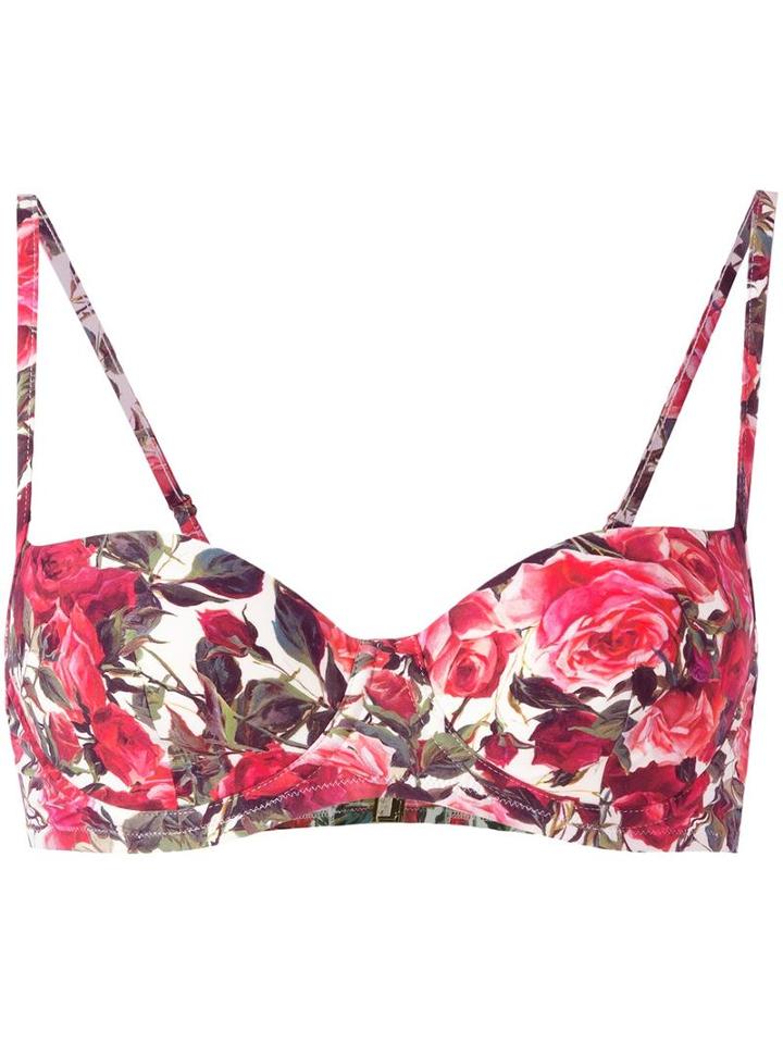 Dolce & Gabbana Rose (pink) Print Bikini, Women's, Size: Iii, Polyamide/spandex/elastane/polyurethane