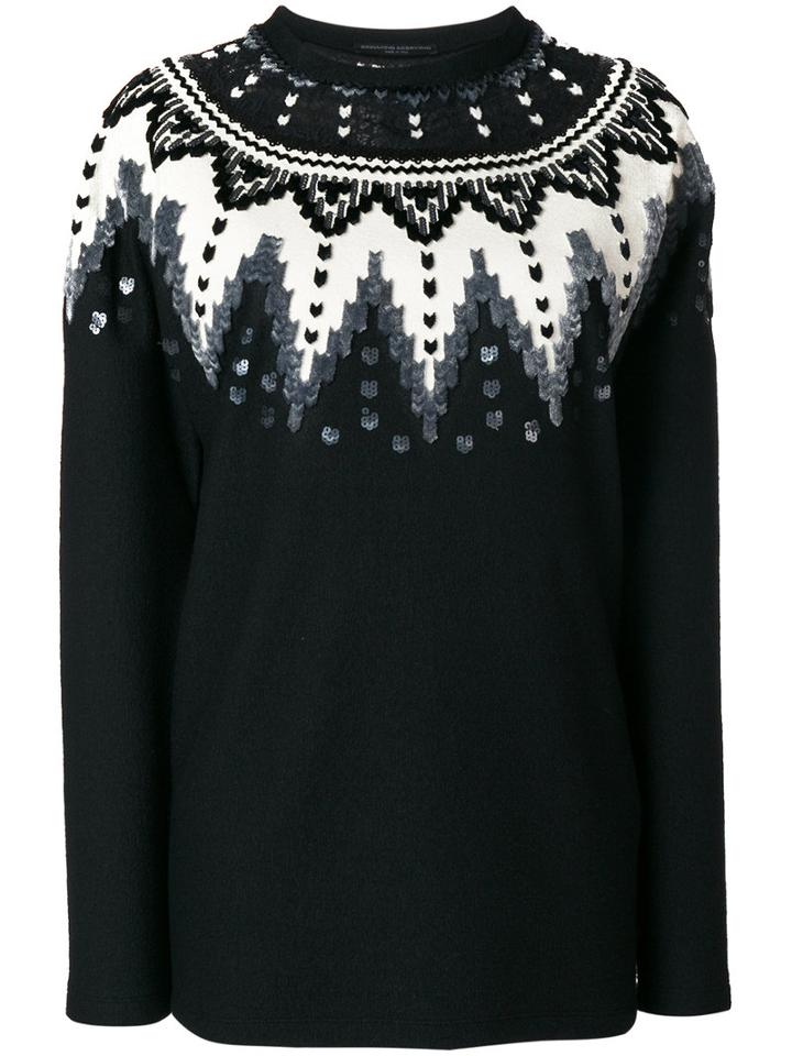 Ermanno Scervino - Lace Trim Sweater - Women - Silk/polyamide/polyester/wool - 44, Black, Silk/polyamide/polyester/wool