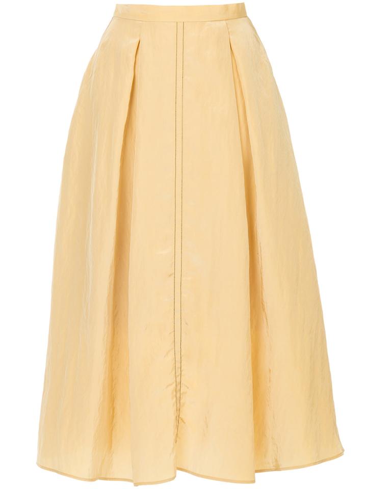 Le Ciel Bleu Pleated Mid-length Skirt - Yellow & Orange