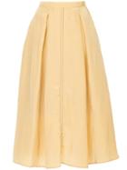 Le Ciel Bleu Pleated Mid-length Skirt - Yellow & Orange