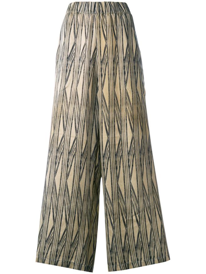 Uma Wang 'taonga' Printed Palozzo Trousers, Women's, Size: Small, Nude/neutrals, Cupro