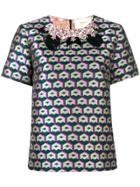 La Doublej Crystal Embellished Jacquard T-shirt - Green